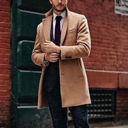 Men's Jackets Handsome Coat Cardigan Anti-wrinkle Men Solid Colour Business Autumn Formal Trench