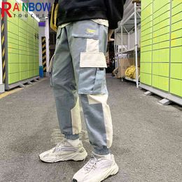 Men's Pants Rainbowtouches 2022 Fashion Brand Men's Cargo Pants Casual Tie Feet Trousers Concise Style Patchwork Overalls Superior Quality T220909