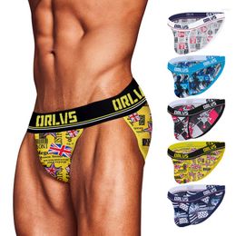 Underpants ORLVS Mens Sexy Underwear Men Briefs Ice Silk Breathable Male Cotton Low Waist Gay Slip Men's Panties U Convex OR6111