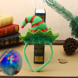 Hair Accessories Glow Light up Headband Green Elf Hat Party Favors Kids Adults Girls LED Lamp Cosplay Birthday Wedding Halloween Christmas 220909