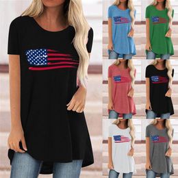 Women's T Shirts 2022 Women's Plus Size Casual T-Shirt Fashion Short Sleeve Printed Mid Length Round Neck Comfortable Pullover Top