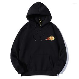 Men's Hoodies 414 Street Culture Hip-hop Basketball Flame Print Hooded Pullover Mens Fleece Sweatshirts Casual Oversize Couple