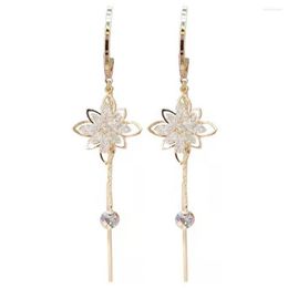 Dangle Earrings Long Fabulous Tassel Flower Shape Drop For Women Alloy Long-lasting Wedding Jewellery Korean Fashion Romantic