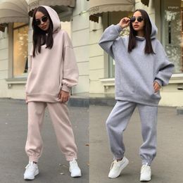 Women's Two Piece Pants Women's Autumn Winter Women Hooded Tracksuit Sports 2 Pcs Set Sweatshirts Pullover Hoodies Suit Female Home