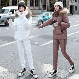 Women's Two Piece Pants Women's Women 2022 Winter Outfits Sets Female Hooded Coat And Cotton Thick 2 Set Ladies Casual Tracksuit