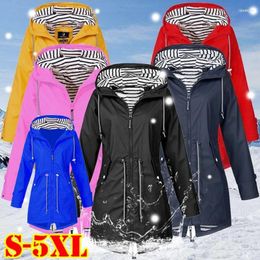 Women's Trench Coats Women's Women Waterproof Zipper Rain Jacket Solid Colour Ladies Outdoor Mountaineering Lightweight Raincoats Plus