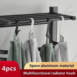 Hooks 4pcs Space Aluminium Radiator Heating Towel Rack Coat Hook Bracket Bathroom Clothes Hanger Kitchen Holder