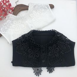 Bow Ties Linbaiway Fake Collars For Women Blouse Sweater Lace Hollow Embroidery False Collar Half-Shirt Tops Detachable