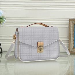 White flower Grid Print Messenger Bags Classic postman handbag Women Shoulder bag Crossbody purse Lady Paris Printing white flower186C