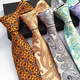 Bow Ties 8CM Men's Tie Floral Paisley Jacquard Formal Dress Business Polyester Neck Wedding Accessories