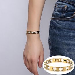 Link Bracelets Tungsten Magnetic Bracelet Benefits Anti-scratch Waterproof Gold Chain Germanium Femme Health Energy For Women