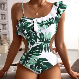 Women's Swimwear 2022 Summer Arrival Women Floral Ruffle One Piece Sexy Push Up Swimsuit Monokini Bathing Suit Beachwear