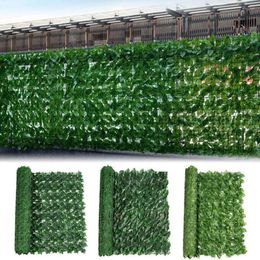 Decorative Flowers Artificial Plant Grass Faux Ivy Green Leaf Privacy Screen Garden Fence Net DIY Greenery Wall For Home Balcony Decor