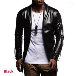 Men's Fur Fall Men's PU Leather Jacket Wool Coat1