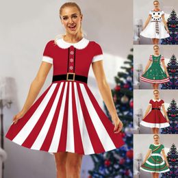 Casual Dresses 2022 Women Dress Fashion Christmas Cartoon Print Loose O Neck Party Gothic Elegant Female Mini Vestidos