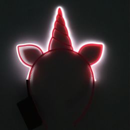 Hair Accessories Glowing Cartoon Unicorn Band Kawaii Children Gifts Luminous LED Headband For Birthday Halloween Party 220909