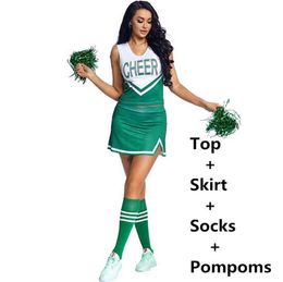 Women's Tracksuits Womens Schoolgirl Daddy Charming Cheerleading Mini Dress Glee Style Cheerleader Uniform Set Femme Halloween Cosplay Come T220909