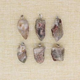 Pendant Necklaces 6 Natural Stone Ore Green Ghost Shaped Pendulum Reiki Healing Chakra Specially Made For Jewelry TR-032