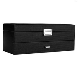 Watch Boxes 2 Tier Box 6 Slot W/Jewelry Drawer Holder Jewellery Display Case Showcase For Storage And