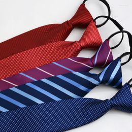 Bow Ties Men's Pre-Tied Necktie Skinny Zipper Red Black Blue Solid Color Slim Narrow Bridegroom Party Dress Neck Gifts