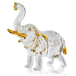 Decorative Figurines H&D Handmade Crystal Thai Elephant Statue With Trunk Up Figurine Home Decor Table Centerpiece Glass Art Animals