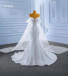 Mermaid Wedding Dress Crystal Sequins Sexy Off Shoulder SM67503