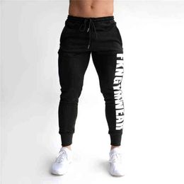 Men's Pants 2019 Autumn Gyms Joggers Skinny Sweat printing Tights Sweatpants For Men Side Zipper Sheer Trouser T220909