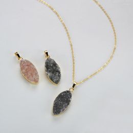 Pendant Necklaces BOROSA 5/10PCS Mix Colour Gold Plated Marquise Natural Agate Druzy For Women's Earrings And G2040