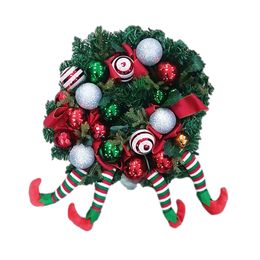 Christmas Decorations Plush Garland Creative Elves Hang Ornament Winter Wreath Front Door Burlap Elf Legs 220909