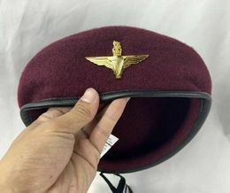 Berets Parachute Regiment Red Devils WWII UK Army British Golden Badge Maroon Beret Military HAT CAP