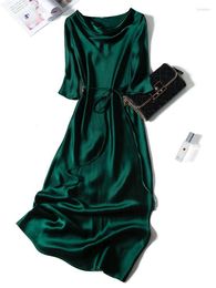 Party Dresses Plus Size Vintage Bandage Half Sleeve O-Neck A-Line Loose Slim Solid Color Dark Green Black Pink Holiday Cocktail 9265