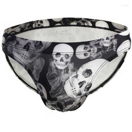 Underpants Sexy Swimwear Mens Swimming Briefs Male Quick Dry Bikini Board Shorts Man Skull Printed Swimsuits Nylon Men Swim Brief