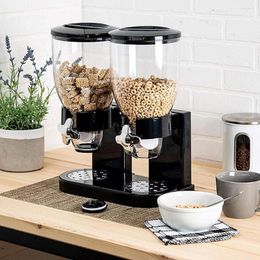 Storage Bottles Multifunctional Double Cereal Kitchen Dry Food Oatmeal Dispenser Container Box Fresh Holder