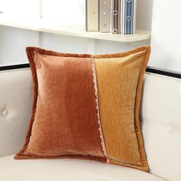 Pillow Luxury Chenille 2 Color Matching Cover Home Decoration Velvet Patchwork 45x45cm
