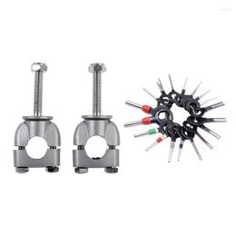 Professional Hand Tool Sets 2Pcs 22Mm Motorbike Motorcycle Handle Bar Risers Clamp Mount Silver With 18Pcs Wire Terminal Removal