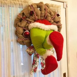 Christmas Decorations take easter big Thief Burlap Stealer Design Home Front Door Wreath Hoop Xmas Decor 220909