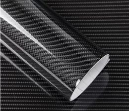 5D Carbon Fibre Vinyl Film Car Sticker Glossy Motorcycle truck heet Wrap Roll Waterproof Auto Decoration Accessories Black 200cm