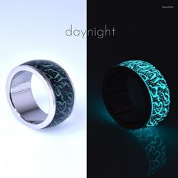 Cluster Rings Meetvii Vintage Luminous Glow Ring Glowing In The Dark Jewelry For Women Men Stainless Steel Magic Forest Resin Finger