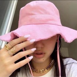 Panama Caps Fashion Solid Color Women's Folding Bucket Hat High Quality Cotton Fisherman Hat Unisex Sunscreen Stingy Brim Beach Hats Chapeau