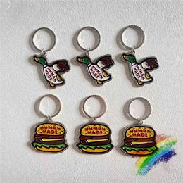 Keychains Human Made Key Chains Men Women 1 1 High Quality Flying Duck Burger Couple Cute Metal Keychain T220909