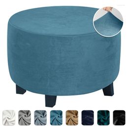 Chair Covers Elastic Velvet Footstool Cover Round Shape Case Protector Washable Removable Sofa Foot Rest Stool Living Room Home Decor