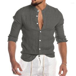 Men's Casual Shirts Men's White Long Sleeve Polyester Shirt For Men Linen Vacation Regular T Mens Adult Body Suits MenMen's