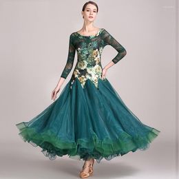 Stage Wear Lady Ballroom Dance Competition Dress Standard Modern Costume Waltz Luminous Costumes B-6916