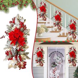 Christmas Decorations LED Trim Prelit Stairway Up Cordless Stairs Lights Wreath Hangs 220909