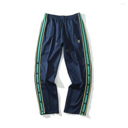 Men's Pants Side Split Snap Button Closure Wide Leg Black Navy Men Hiphop Track Butterfly Trousers