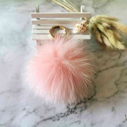 Keychains 12cm Genuine Fox Fur Pom Poms Women Bag Bug Monster Bag Charm Bugs Pompom Keychain Luxury Pendant f315 T220909