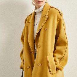 Women's Wool Women's & Blends In The Fall And Winter Of 2022 High-end Double Coat Female Loose Long Money Zero Cashmere Cloth Trench