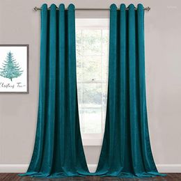 Curtain Modern Teal Velvet Curtains For Living Room Blackout Heavy Grommet Top Drapery Panels Bedroom Guest 1PC