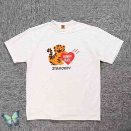 Men's T-Shirts Happy Tiger Love Heart Print Human Made T-shirt T220909