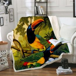 Blankets Plstar Cosmos Colourful Parrot Brid Blanket 3D Print Sherpa On Bed Kids Girl Flower Home Textiles Dreamlike Style-4
